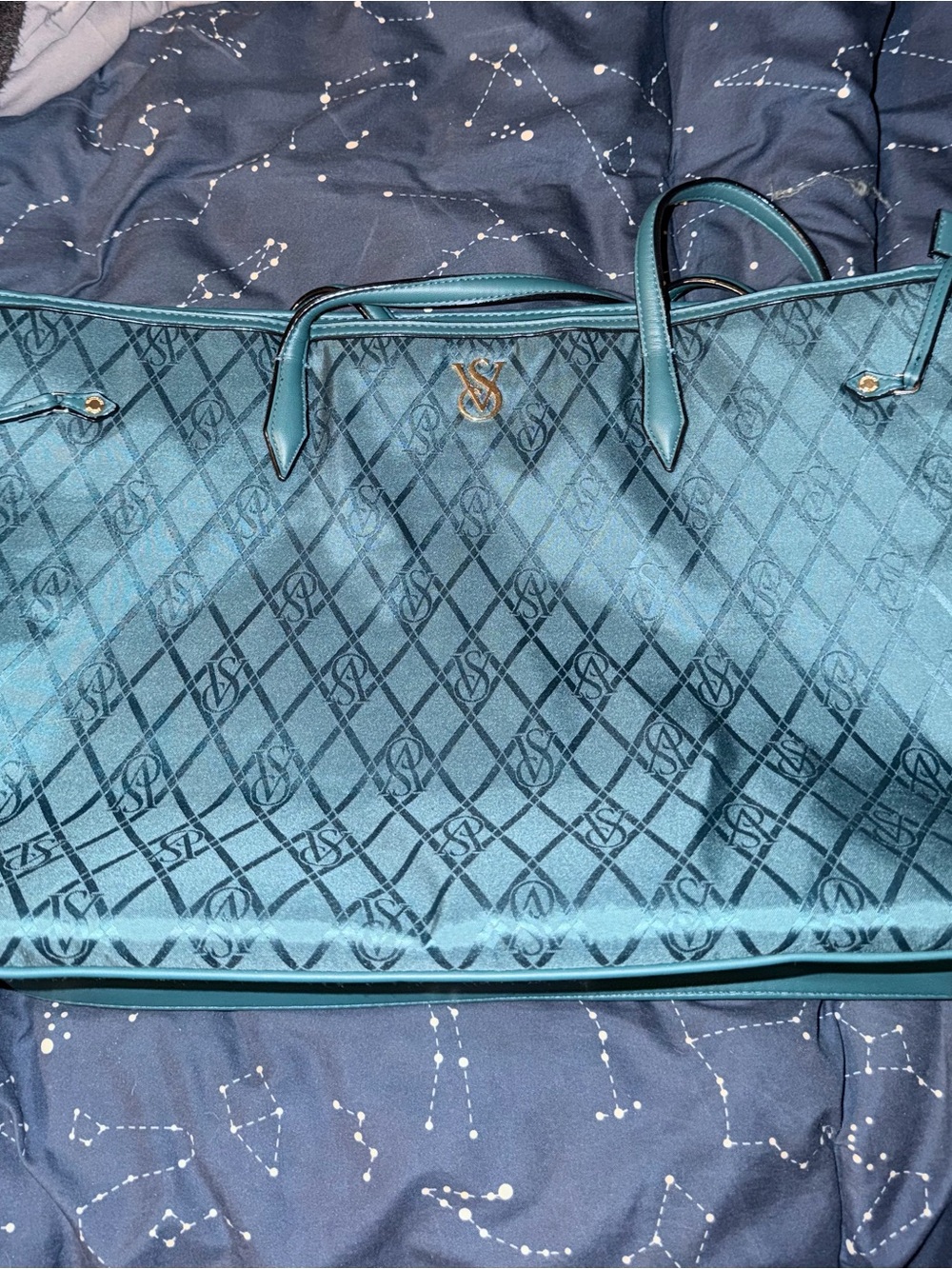 Victoria's Secret Large Green Monogram Tote
